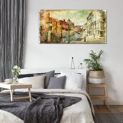 Venice in pastel shades Glass Wall Art