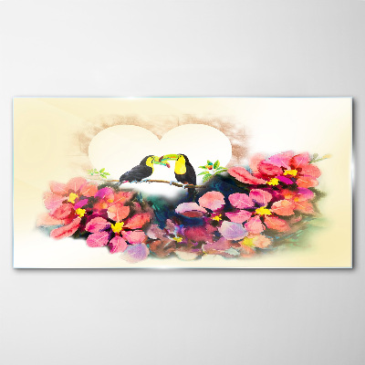 Love among the flowers Glass Wall Art