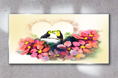 Love among the flowers Glass Wall Art