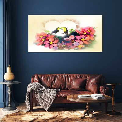 Love among the flowers Glass Wall Art