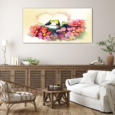 Love among the flowers Glass Wall Art