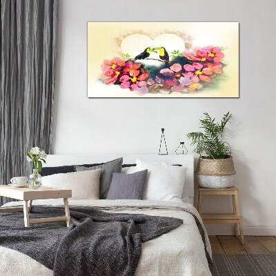 Love among the flowers Glass Wall Art