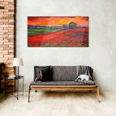 Flowers tree sky Glass Wall Art