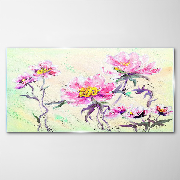 Floral dreams in delicate shades Glass Wall Art