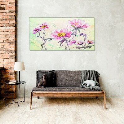 Floral dreams in delicate shades Glass Wall Art