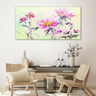 Abstract flowers Glass Wall Art