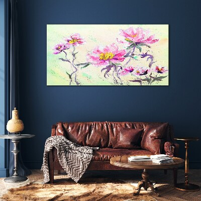 Floral dreams in delicate shades Glass Wall Art