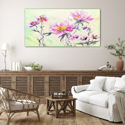 Floral dreams in delicate shades Glass Wall Art