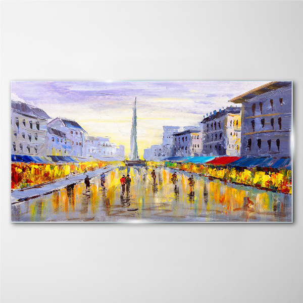 Golden Avenue in the sunset light Glass Wall Art