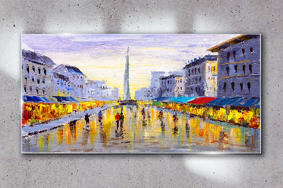 Golden Avenue in the sunset light Glass Wall Art