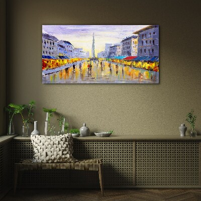 Abstraction city market Glass Wall Art
