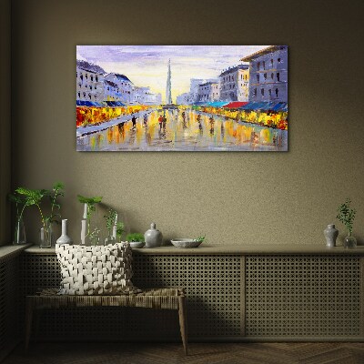 Golden Avenue in the sunset light Glass Wall Art