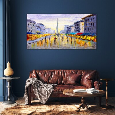 Golden Avenue in the sunset light Glass Wall Art