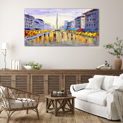 Golden Avenue in the sunset light Glass Wall Art
