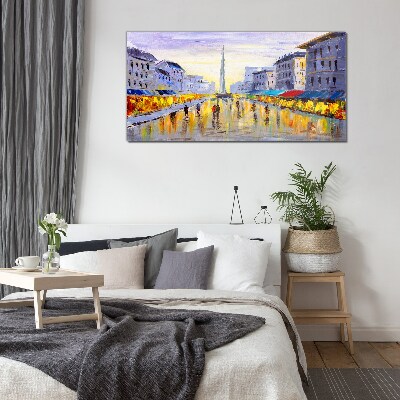 Golden Avenue in the sunset light Glass Wall Art