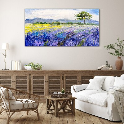 Abstraction tree meadow Glass Wall Art