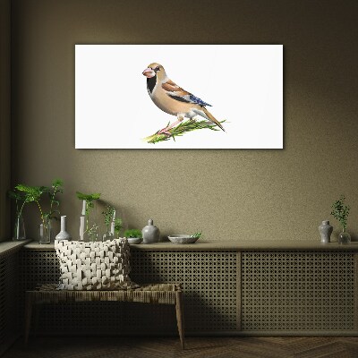 A bird on a branch Glass Wall Art