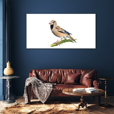 A bird on a branch Glass Wall Art