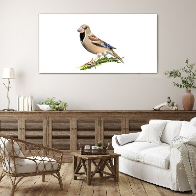 A bird on a branch Glass Wall Art