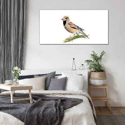 A bird on a branch Glass Wall Art