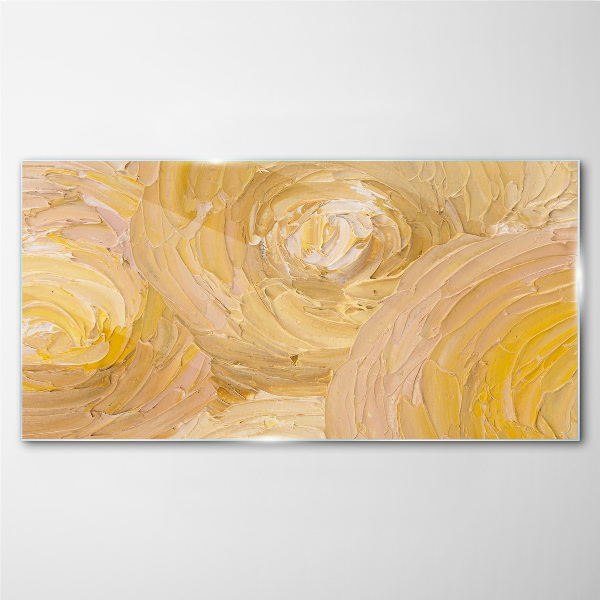 Beige spirals in soft light Glass Wall Art