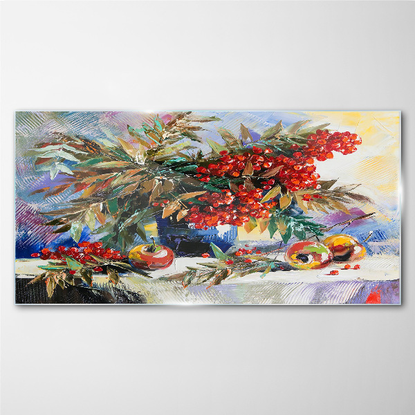 Fruit bouquet with rowan Glass Wall Art