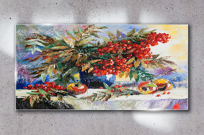 Fruit bouquet with rowan Glass Wall Art