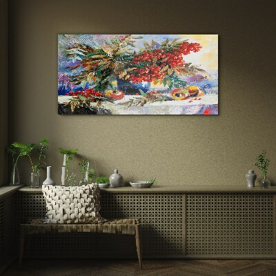 Fruit bouquet with rowan Glass Wall Art