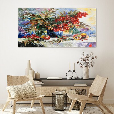 Fruit bouquet with rowan Glass Wall Art