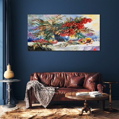 Fruit bouquet with rowan Glass Wall Art
