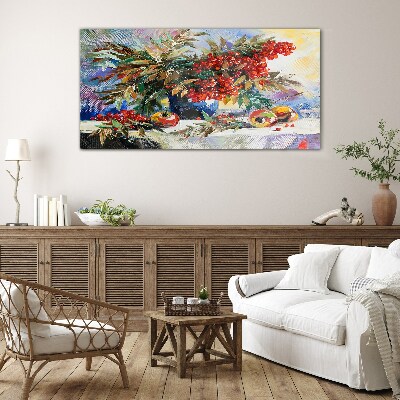 Fruit bouquet with rowan Glass Wall Art