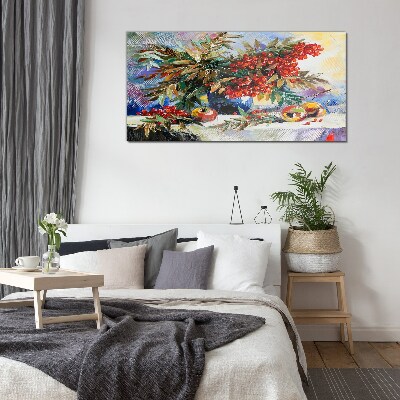 Fruit bouquet with rowan Glass Wall Art