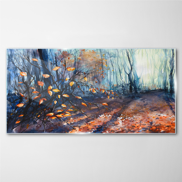 Autumn alley Glass Wall Art