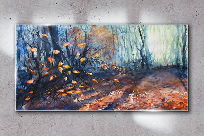 Autumn alley Glass Wall Art