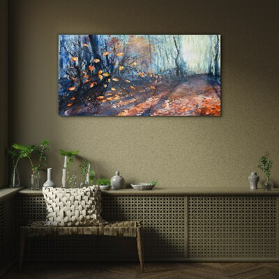 Autumn alley Glass Wall Art