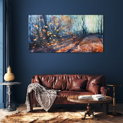 Autumn alley Glass Wall Art