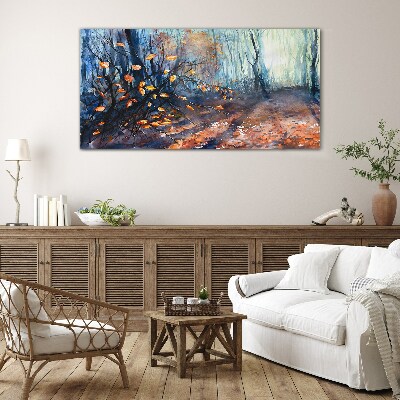 Autumn alley Glass Wall Art