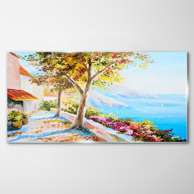 Summer seaside scenery Glass Wall Art