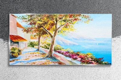 Summer seaside scenery Glass Wall Art