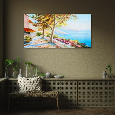 Summer seaside scenery Glass Wall Art