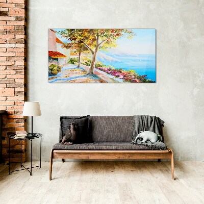 Summer seaside scenery Glass Wall Art