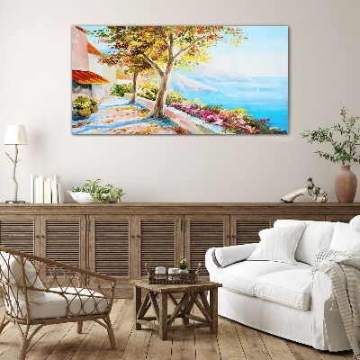 Summer seaside scenery Glass Wall Art