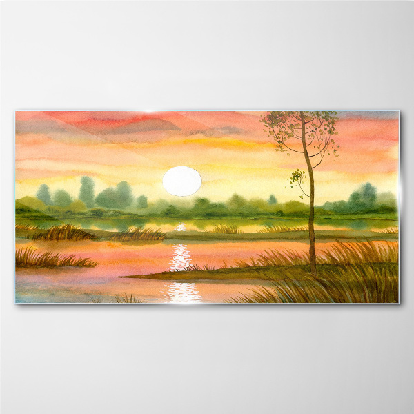 Tropical Sunset Village Painting
