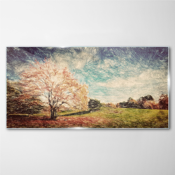 Autumn Alley Glass Wall Art