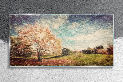 Autumn Alley Glass Wall Art