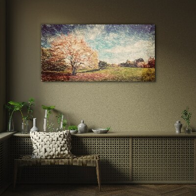 Autumn Alley Glass Wall Art
