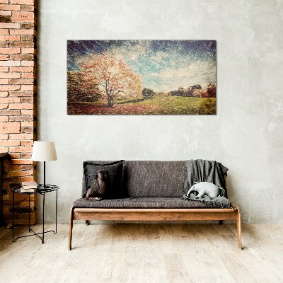 Autumn Alley Glass Wall Art