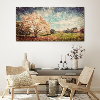 Autumn Alley Glass Wall Art