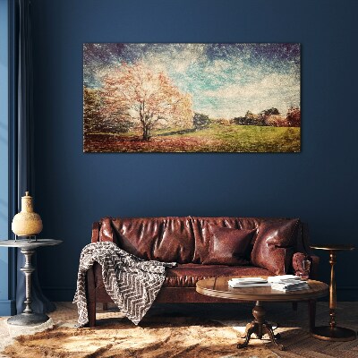 Autumn Alley Glass Wall Art