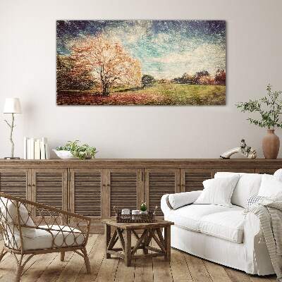 Autumn Alley Glass Wall Art